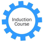 Wheel with cogs illustration marked Induction Course